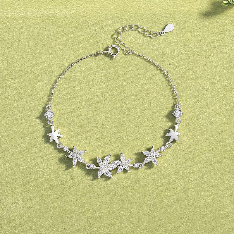 Tichia Maple Leaf Bracelet: Radiant S925 Silver Luxury Jewelry for Women 925 Silver
