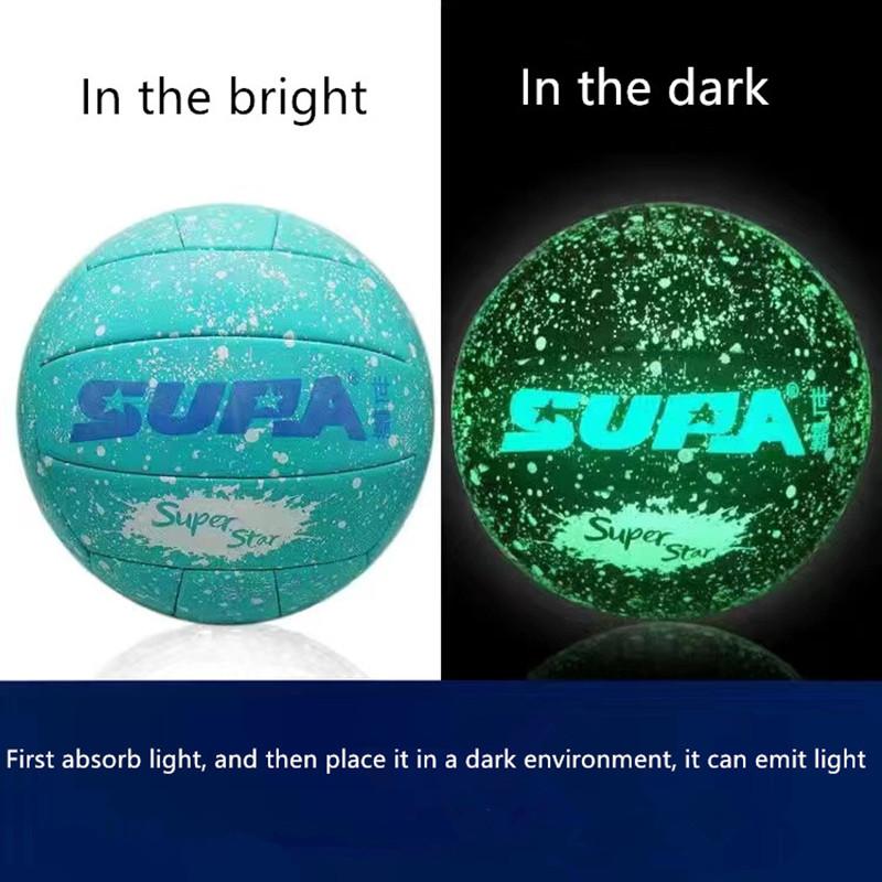 Karanlıkta Parlayan Voleybol Floresan Boyut 5 Buzlu Doku Eğitim Maç Topu Yetişkinler Doğum Günü Hediyesi Parlayan PU Voleybol