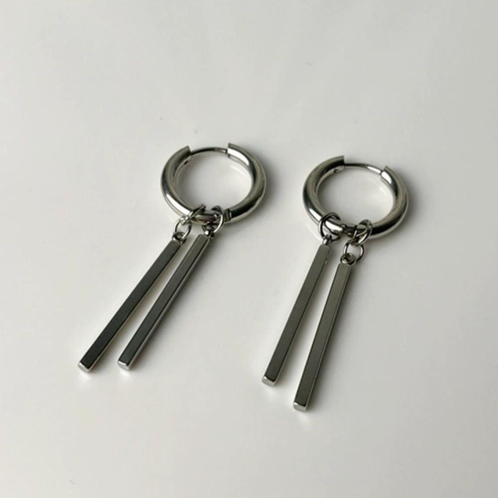 1pairs No Ear Piercing Square Stick Pendant Earrings Tassel Earrings  For Women and Men