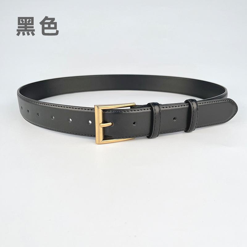 

Кожаный женский ремень из коровьей кожи, простой свитер, куртка, джинсовая юбка, джинсы, пряжка, ширина ремня 3,3 см 105cm чёрный