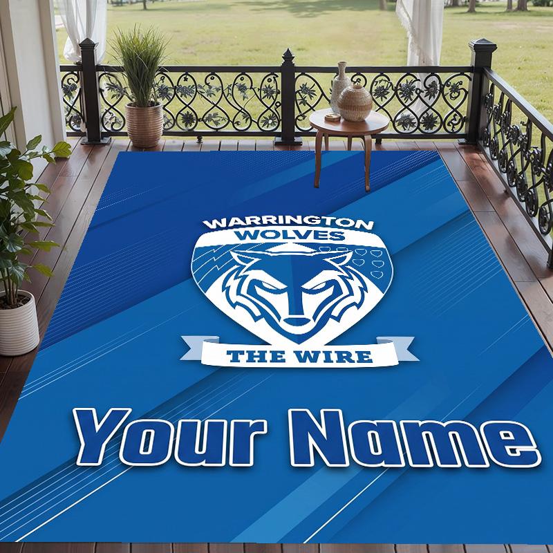 Custom Text Printed Rug Warrington Wolves Non Slip Floor Carpet For Home Room Decor