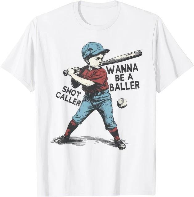Wanna Be A Baller Shot Caller Retro Game Day Baseball Boy TShirt S