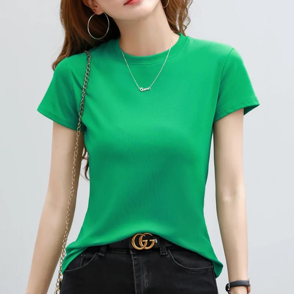 MRMT 2026 Brand New Women's T-shirt Short-sleeved Solid Color Trimming O-neck Women T Shirt for Female Woman Tops Tees Tshirt