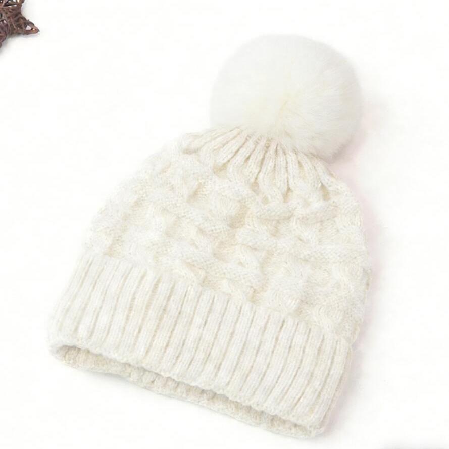 

Шляпа женская, корейская, толстая шерстяная шапка, вязаная шапка на осень-зиму, теплая шапка для защиты ушей, студенческая шапка M（56-58cm） белый