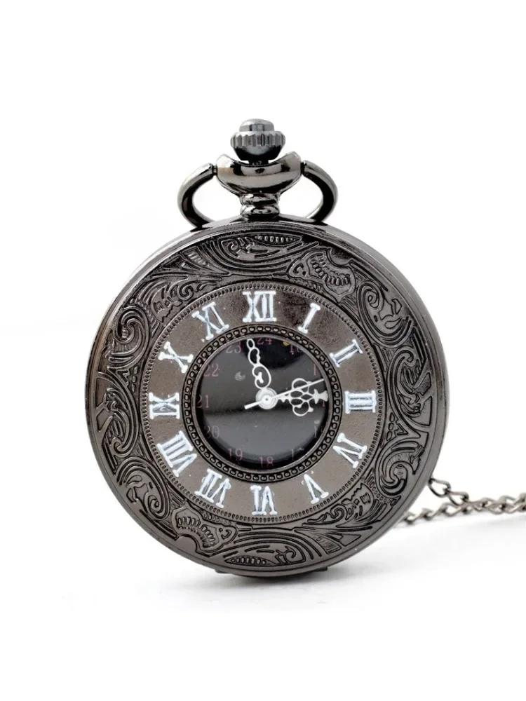 Pocket Watch with a Country Style, Retro Roman Skeletonized Quartz Watch
