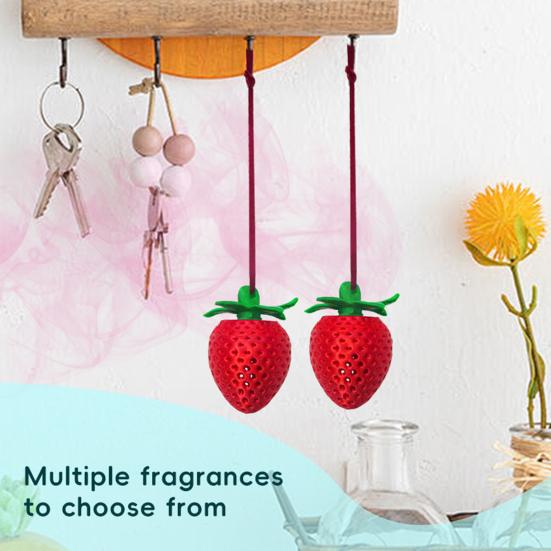 Yousheng Strawberry Car Air Freshener Cute Hanging Diffuser with Cologne Scent Adjustable Vent Clip for Car Closet