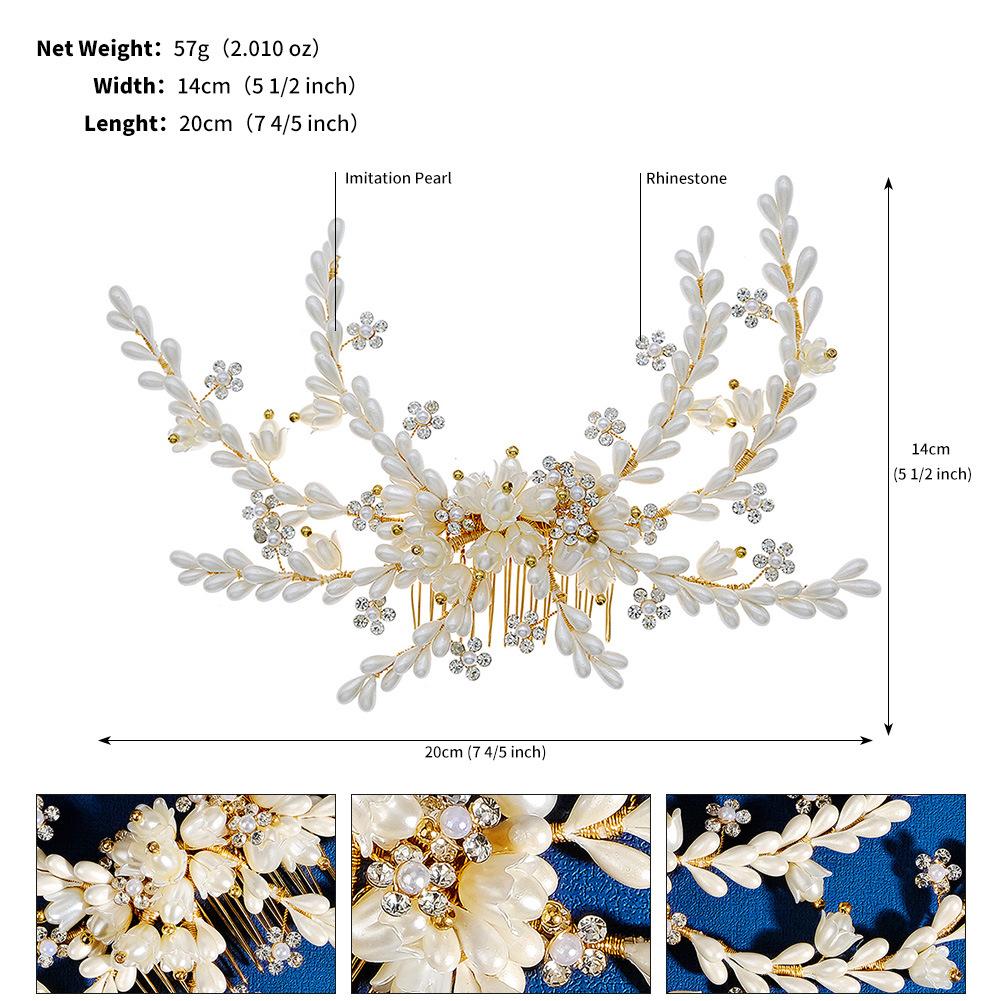 Bridal accessories hair comb luxury wedding dance retro hair accessories handmade golden pearl hair comb