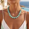 Personality Trend Multi-colored Acrylic Round Beads Chunky Short Choker Necklace for Women Statement Boho Beach Vacation Jewelry