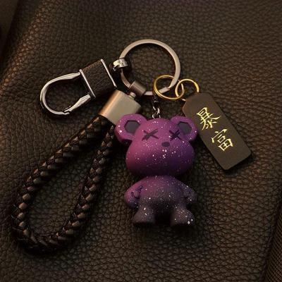High End Durable Bear Keychain for Men and Women, Couple Cartoon Cute Starry Sky Car Keychain Pendant Key