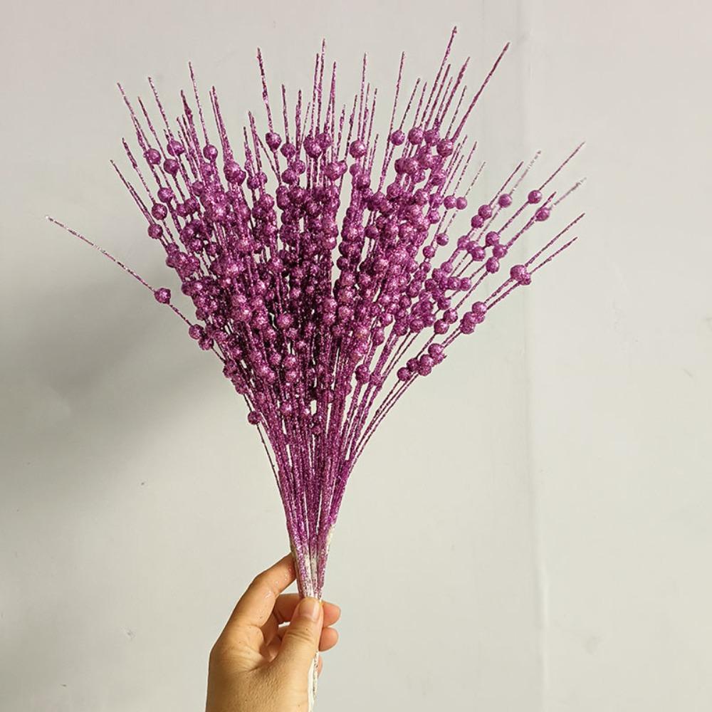 10 Pack 43cm Berry Stem Ornaments 12 Forks Glitter Design Berries Flowers Decorations Sparkling Decorations Picks DIY Wreath