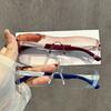 Premium New Frameless Sunglasses ladies Reading Glasses Retro Trend Glasses For men Luxury  Design Gradient Anti Blue Light +1.0