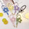 1pc Handmade Crochet Flower Keychain & Phone Charm Colorful Yarn Material, Decorative Floral Design, Festive Key Organizer Christmas Present for Women