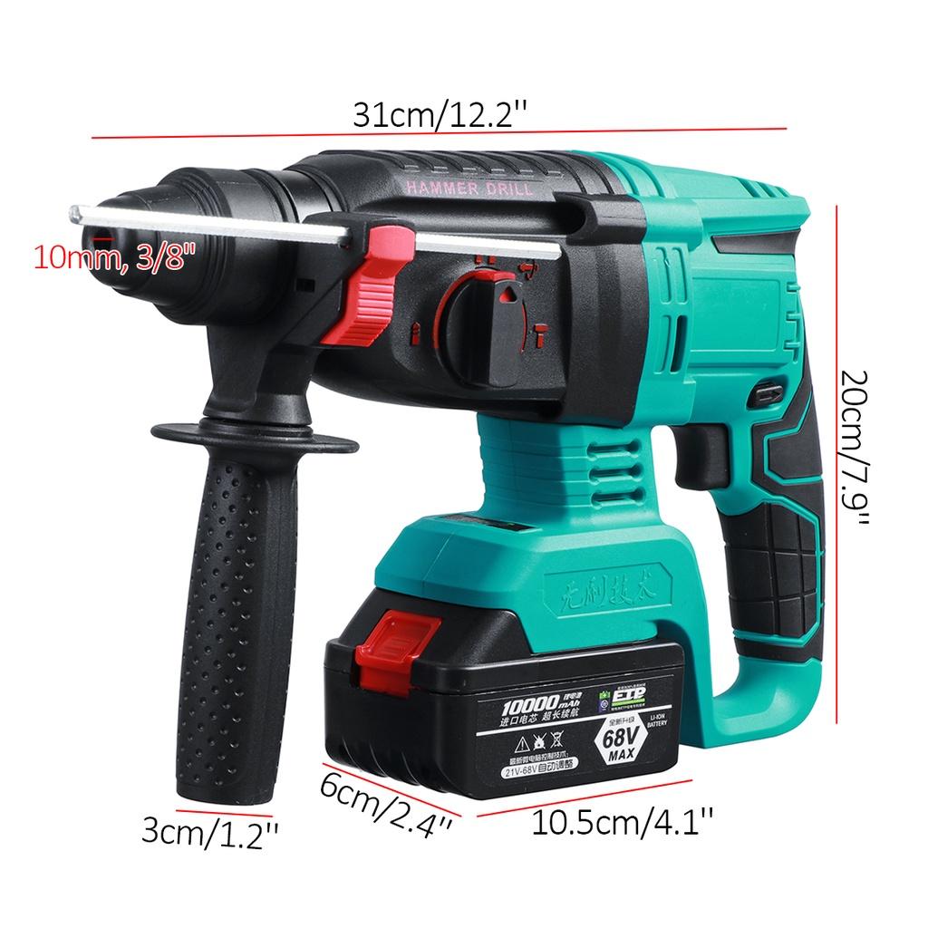 Brushless Electric Rotary Hammer Rechargeable Multifunction Electric Hammer Impact Power Drill 31x6x20cm