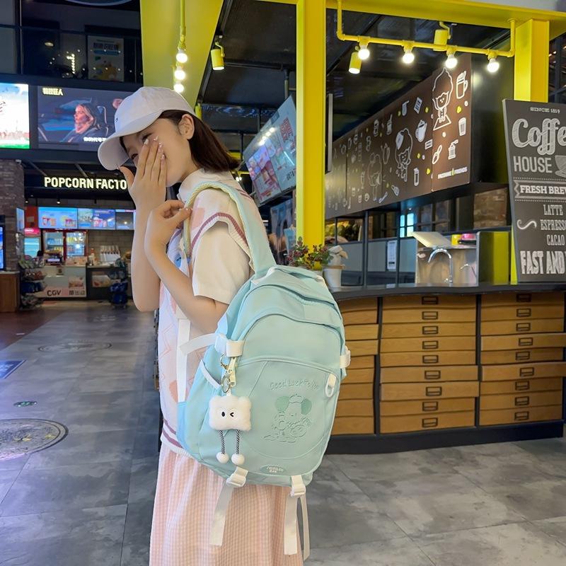 Schoolbag Female Korean Version Solid Color Small Fresh High School College Student Backpack Campus Ins Fengsen Series Simple