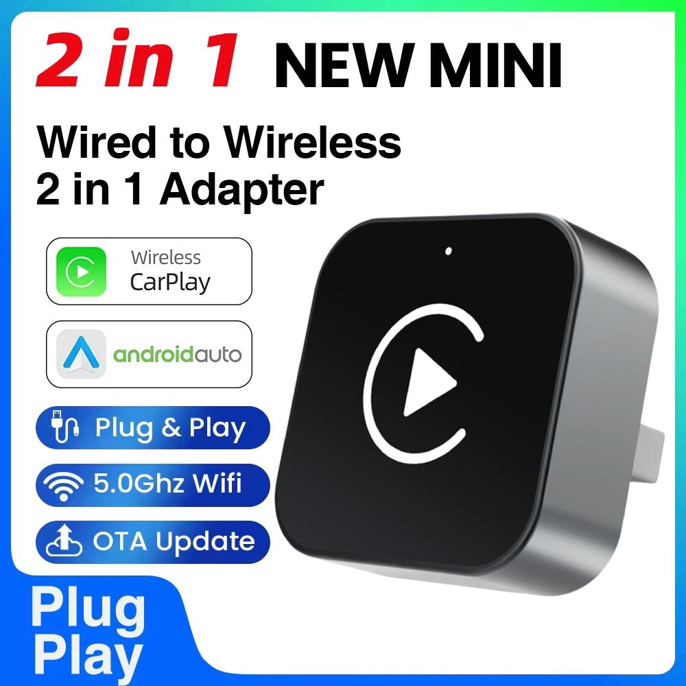 New 2 In 1 Wireless CarPlay Android Auto Adapter USB Dongle Smart Mini AI Box Plug & Play Auto Fast Connect For iPhone Android