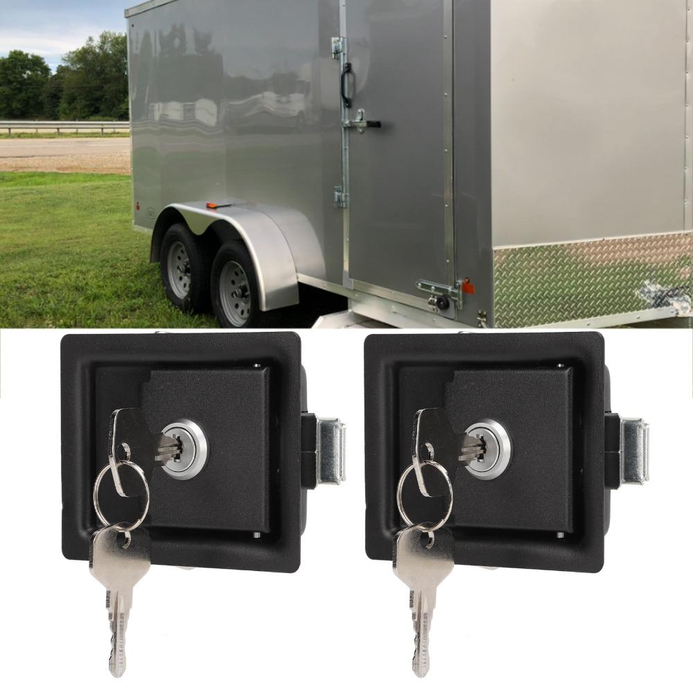 2 Pcs Replacement Lock Carbon Steel RV Handle Latch Black With Keys Toolbox Cabinet Lock Zinc Alloy Trailer Lock Panel Door