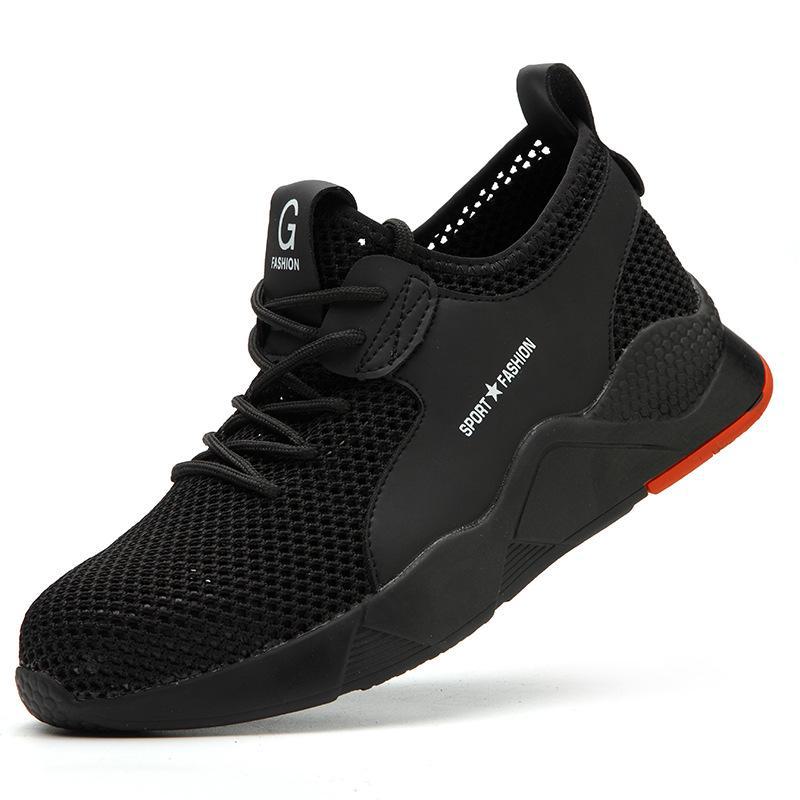 Men's All-Season Steel Toe Safety Shoes, Anti-Smash/Stab, Breathable Big G Weave, Rubber Sole