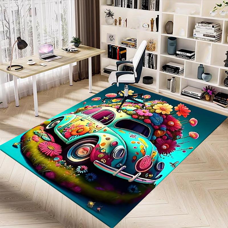 1 Stück Blume Auto Extra Groß Rutschfester Teppich, Büro, Familie, Schlafzimmer, Studio Großer Teppich Teppiche für Innenräume