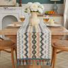 Dining Table Decor Jacquard Geometric Runner, Colorful Triangles Vintage Floral Elegant Runner with Tassel Edges for Home Farmhouse Sturdy Stitched