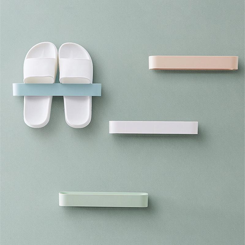

Bathroom Wall-Mounted Space-Saving Shoe Rack with Traceless Sticker 25x5.6x3.5cm розовый