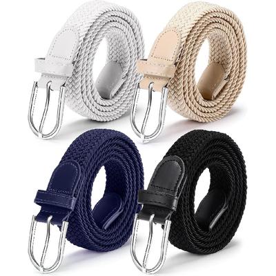 SATINIOR 4 Pack Stretch Belt Women Men Woven Braided Waist Band for Women Dress Tights Golf Casual Pants Shirts Jeans