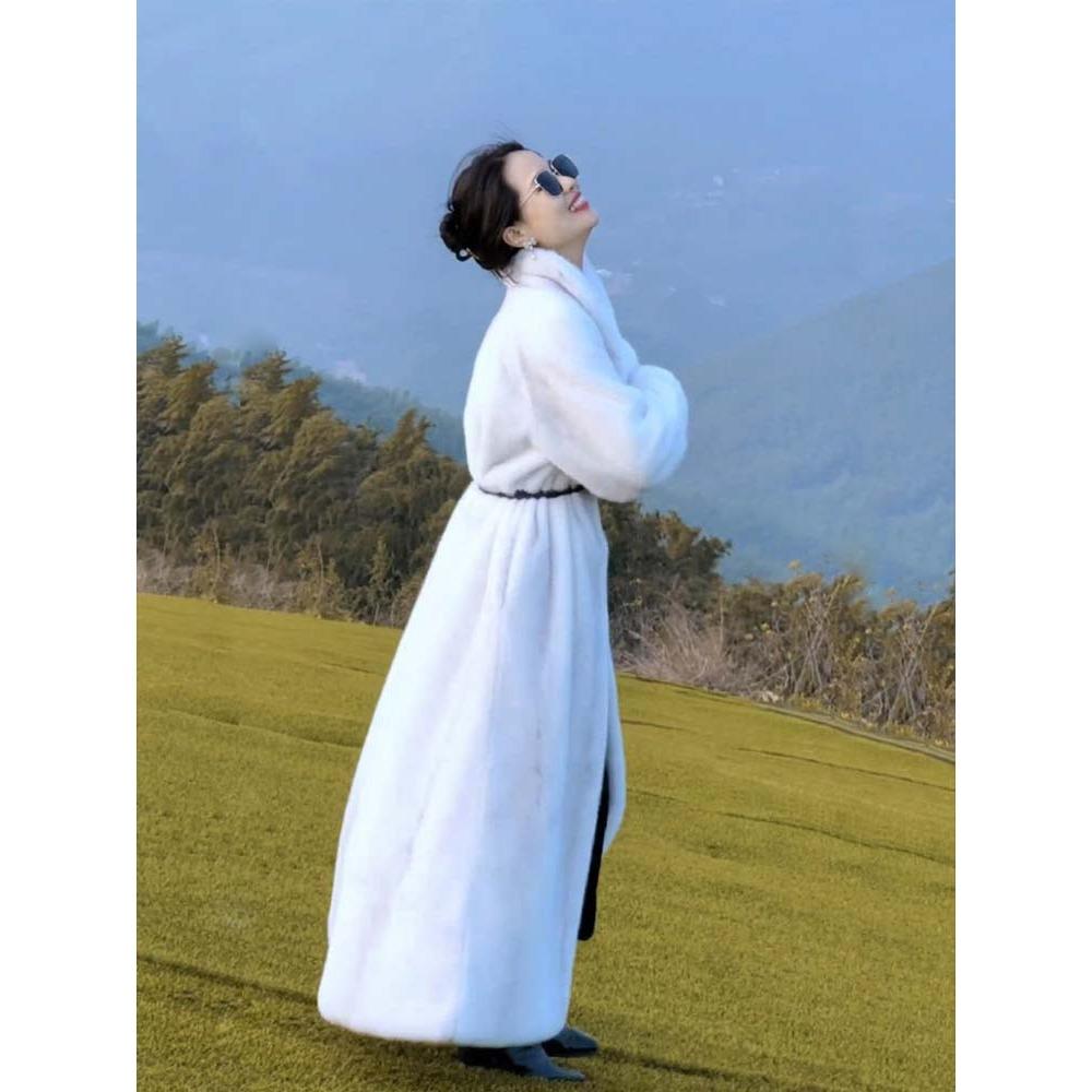 Nový kabát z umělé kožešiny Dámský Mladý Špičkový Ekologický Vlasatý Norkový kabát Prodloužený Volný kabát