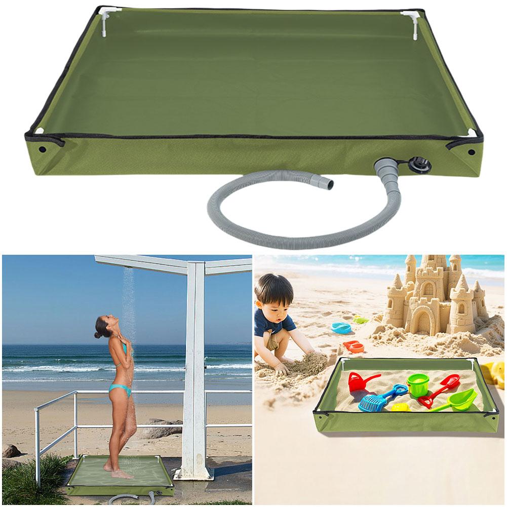 Portable Shower Pan Foldable Shower Pan Outdoor Tent Shower Tray Camping Shower Tent Floor Base Pets Shower Base with Drain Hose