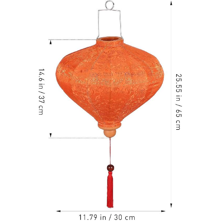 12 inches Vietnamese Lantern Oval Paper Party Decortion Oval New Year Lantern Birthday Lantern Fabric 3D an Style