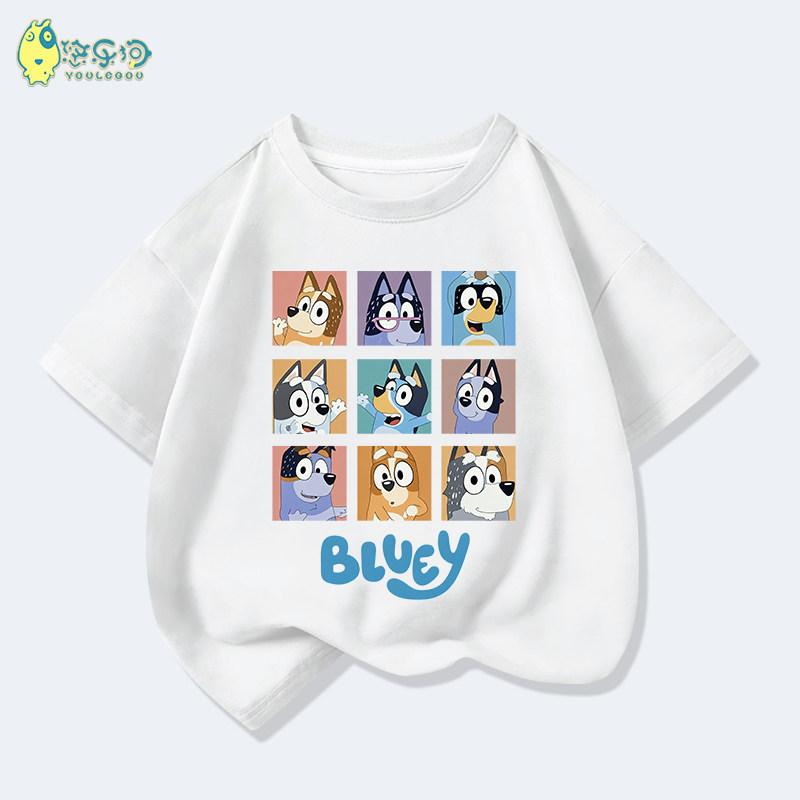 2026 Kids Bluey Cartoon T-Shirt Autumn Winter Short Sleeve Warm Anime Print Comfortable Sweatshirt for Boys and Girls Daily Use