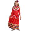 Kids Girls Mexican Traditional Jalisco Folk Dance Dress Halloween Costume with Flower Hair Clip