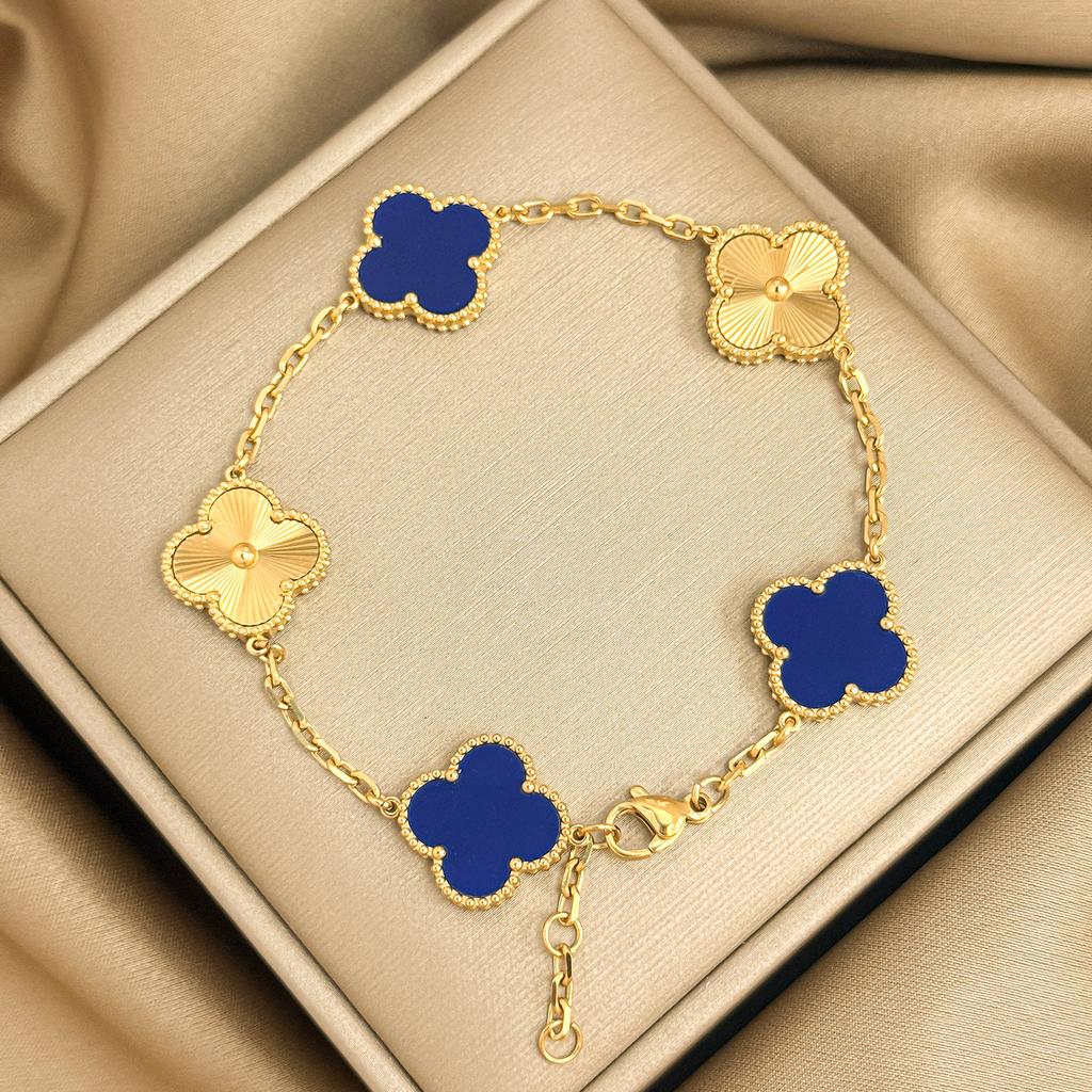 Titanium Steel 15mm Four-leaf Clover Laser-engraved Bracelet Vacuum Plated High Quality Non-fading Women's Bracelet