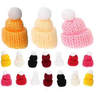 50Pcs Tiny Knitting Christmas Hats Mini Knit Caps DIY Craft Decoration Miniature Xmas Hat Accessories for Holiday Decor
