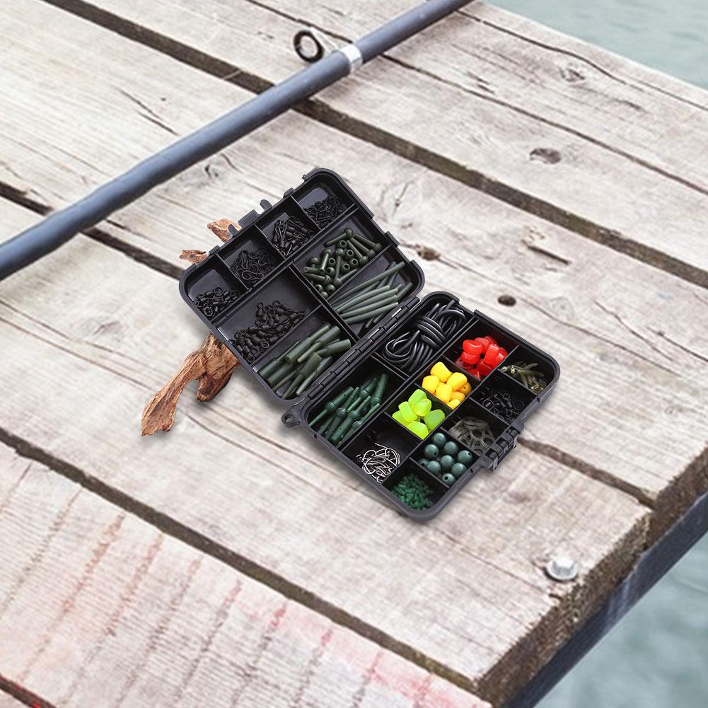 271Pcs Carp Fishing Tackle Kit Carp Hooks Quick Change Swivels Sleeves Corns Fishing Gear Set for Carp Fishing Hair Rigs