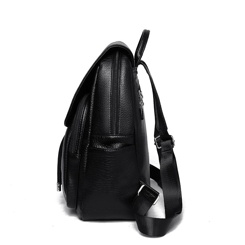 Rucsac-Geantă din Piele Ecologică Texturată cu Buzunar Frontal cu Clapetă Mâner Superior Rucsac Casual de Zi pentru Femei