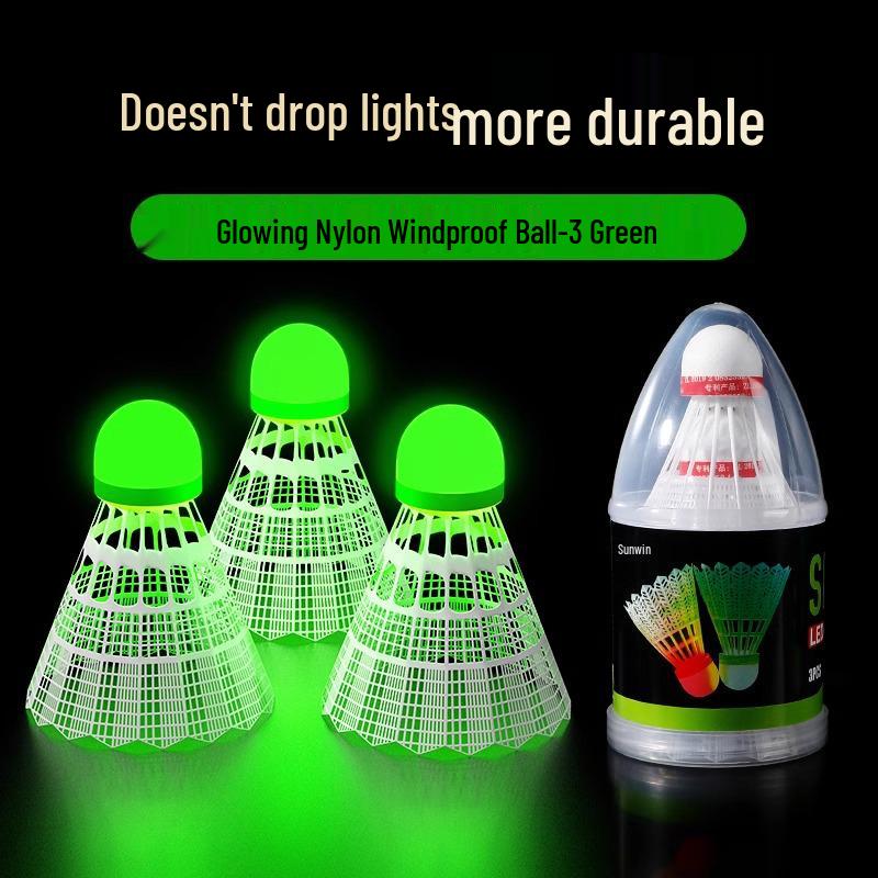 Luminous Windproof Nylon Badminton Shuttlecock with Fluorescent Light Strip for Outdoor Night Training