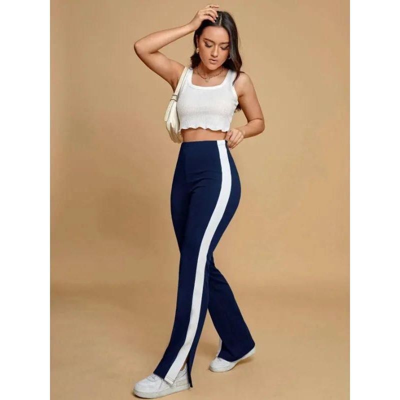 High-waisted, Slim-Fit, Wide-Leg Pants High Waist Slim-Fit Contrast Colors Wide-Leg Pants