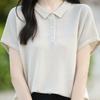 Navava Women Simple Rib Cap Sleeve Collar KniT T shirT Nk2212