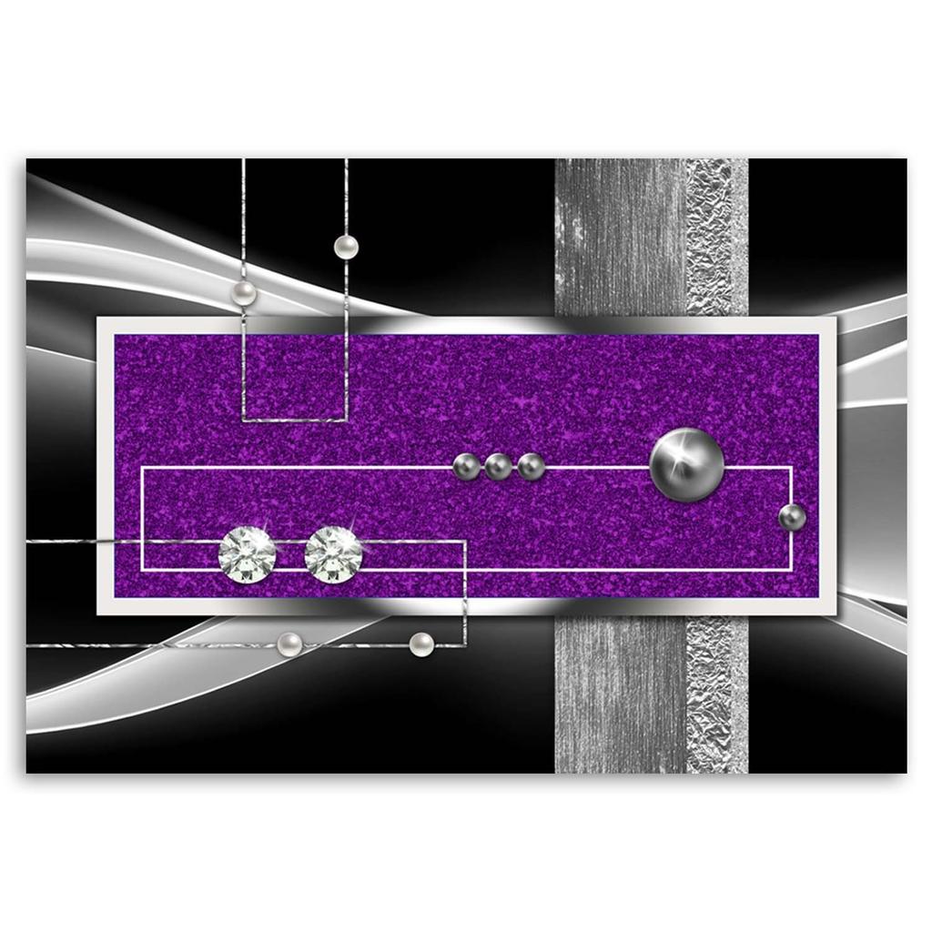 Stampa su tela, Astrazione viola con diamante e perla