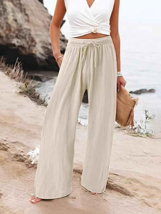 2026 Women's Cotton Linen Casual Solid Color Straight Leg Pants In Thirteen Colors