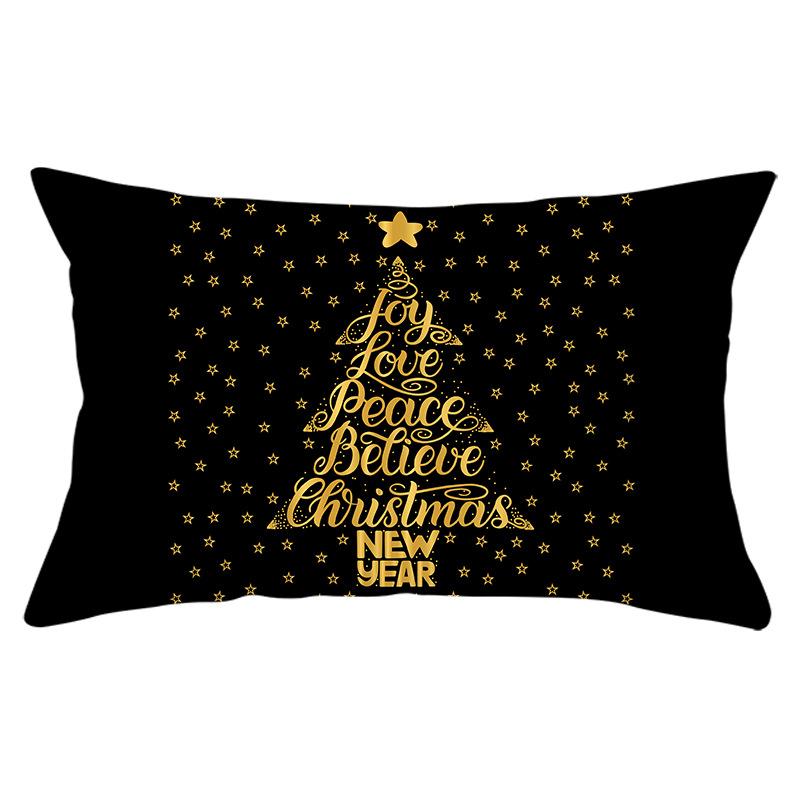 New Black Gold Series Christmas Peach Skin Print Waist Pillow Cover Home Accessories Cushion Cover Sofa Cushion Cover