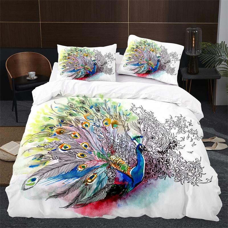 Peacock Duvet Cover Collection King Size Cute Animal Theme Bedding Collection Print For Adults Teens Soft 1 Comforter Cover With 2 Pillowcases