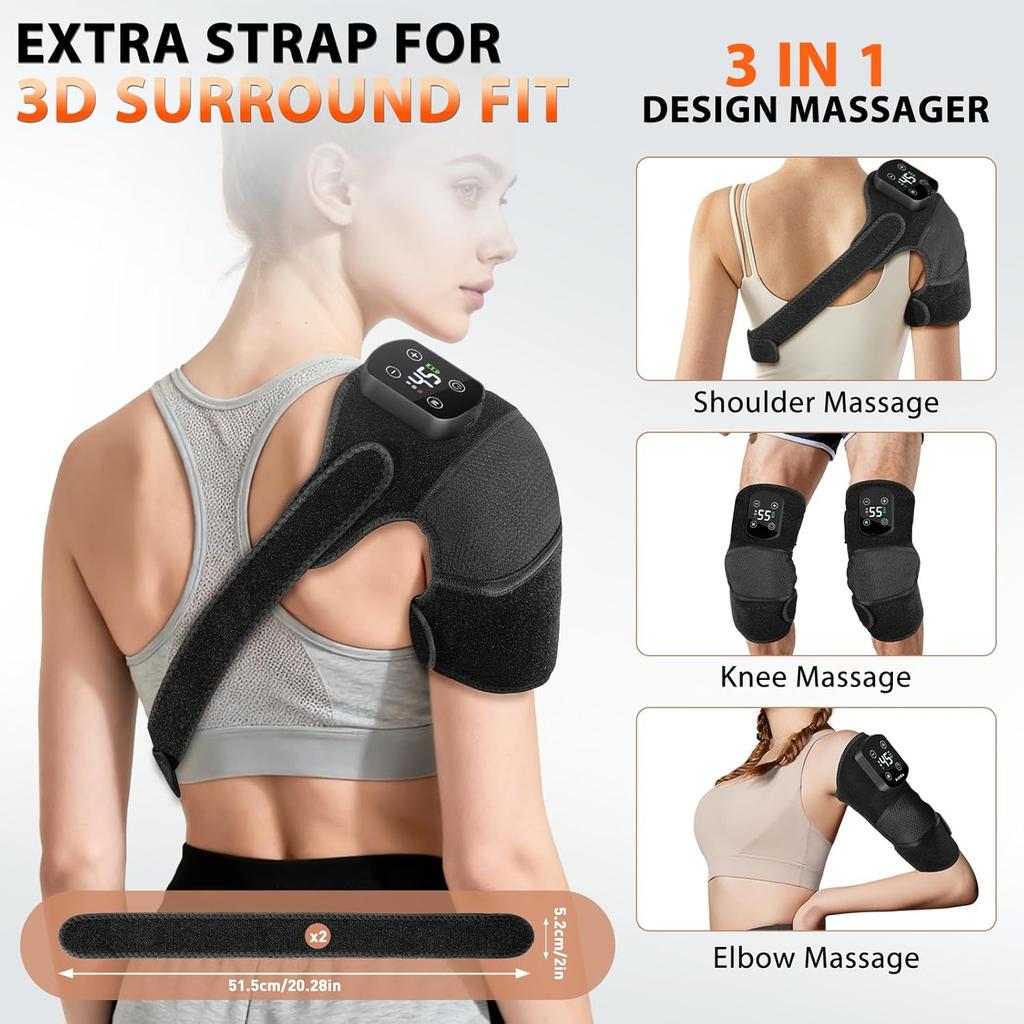 Electric Cordless Knee Massager Heated Knee Warmer for Pain Relief with 5 Heat Levels and 3 Massage Modes Gifts for Men Women