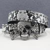 Y2K Rhinestone Skull & Snake Punk Belt - Unisex Leather with Rivet Decoration