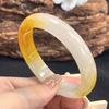Treated Yellow Jade Bangle for Women - Chicken Fat Ice Jade Bracelet from Myanmar