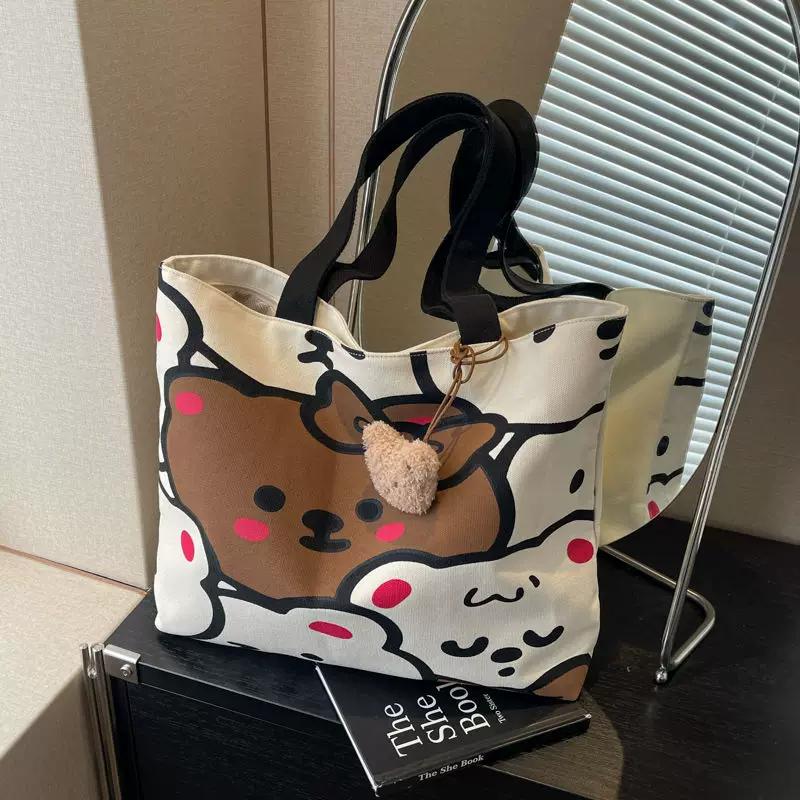 Canvas bag women's large-capacity shoulder bag student class commuting tote bag casual all-match handbag