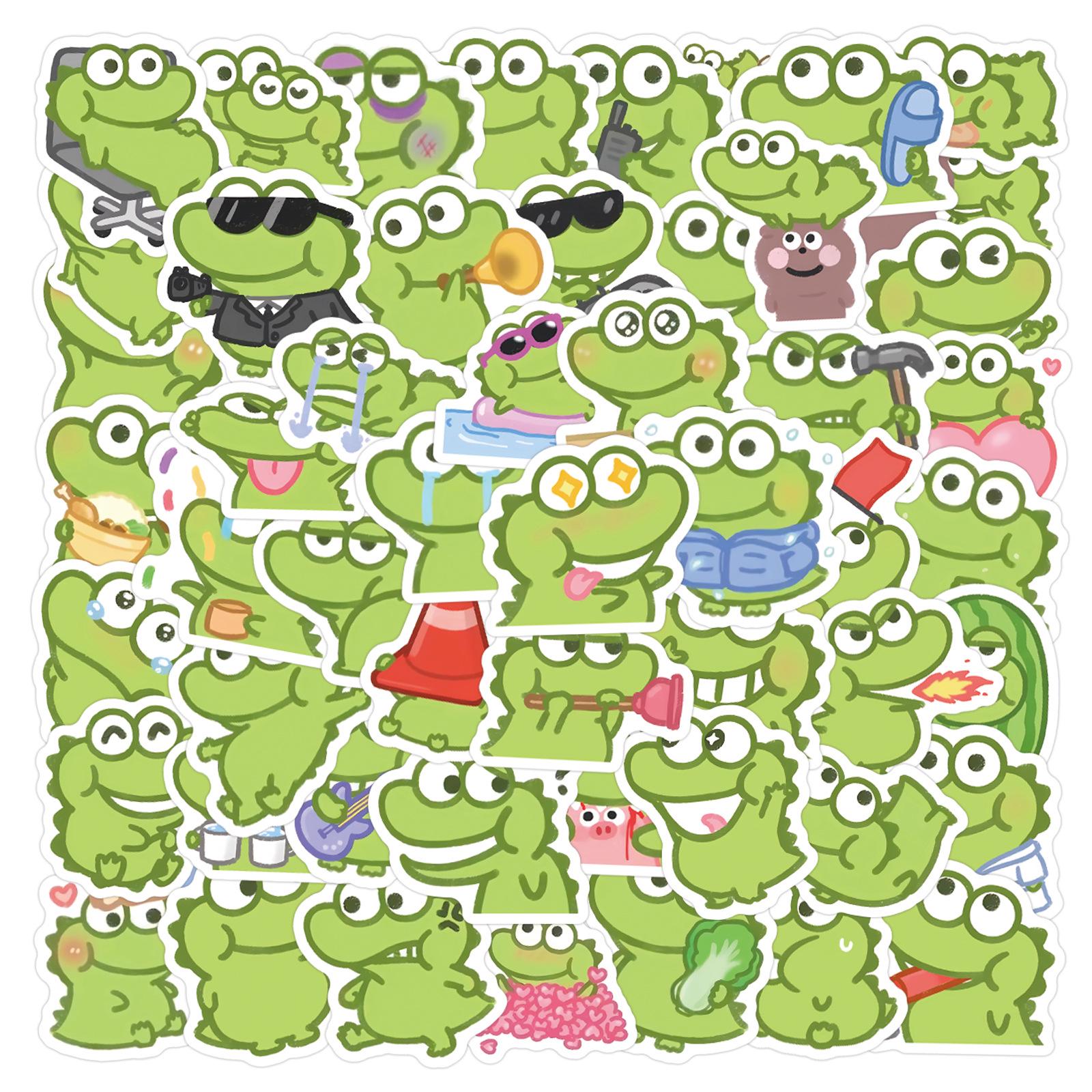

100 Cute Crocodile Emoji Stickers - Non-Repeating Self-Adhesive Decals for Phones and Journals