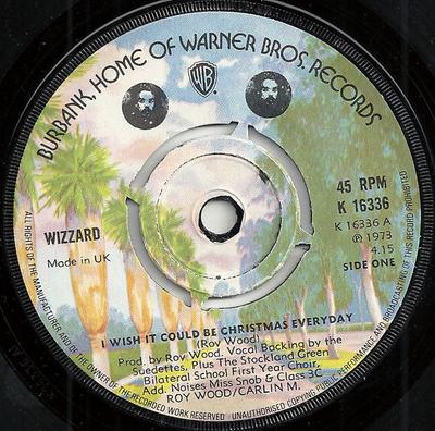 7inch Record WIZZARD - I Wish It Could Be Christmas Everyd K16336 WARNER 1973 UK Rock Used