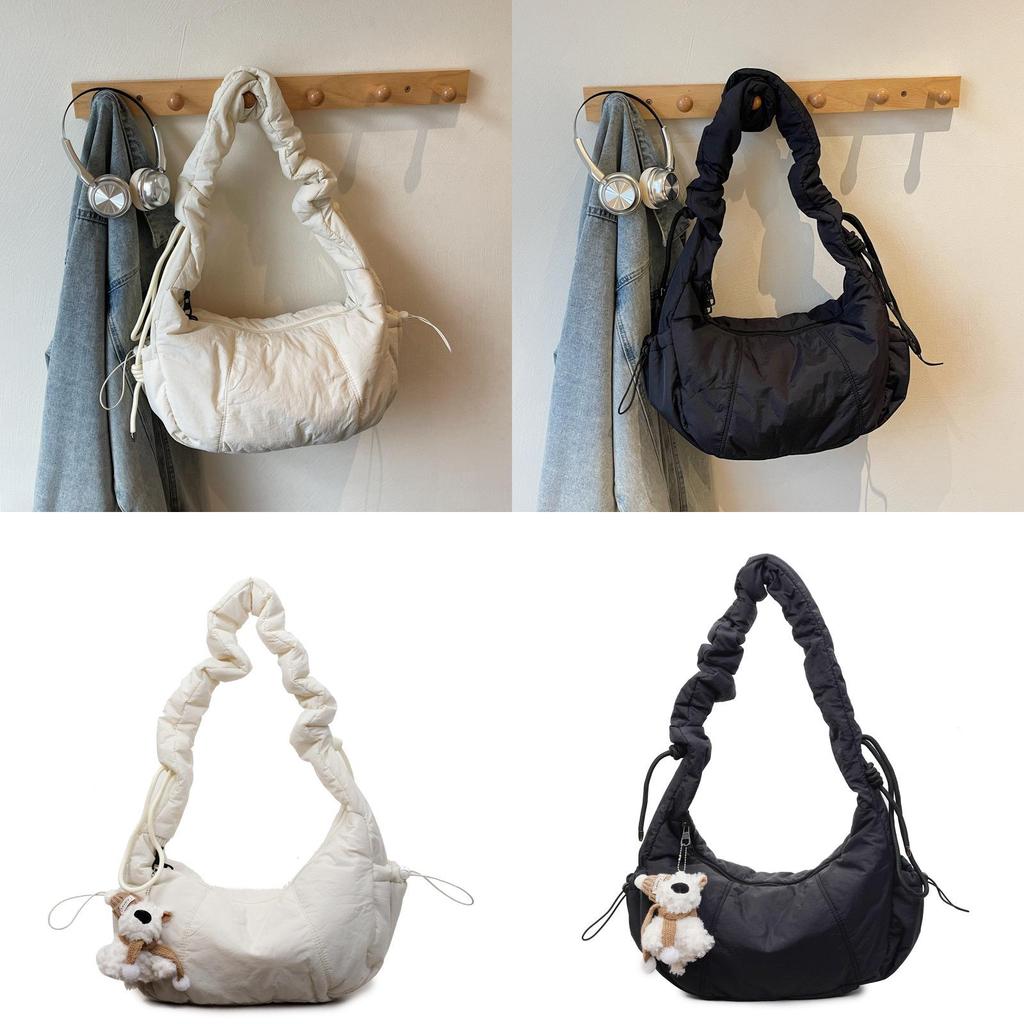 Simple Pure Color Nylon Crossbody Bag For Casual Girls With Soft Structure