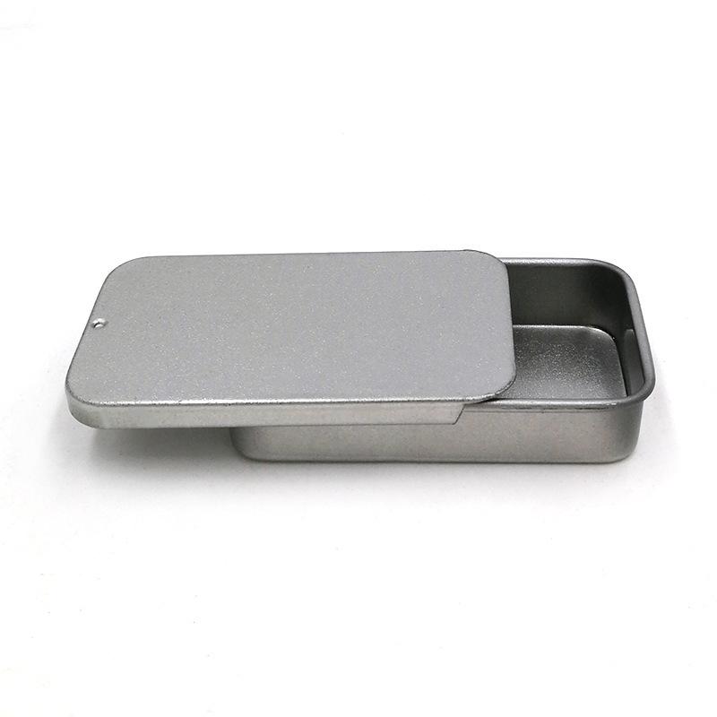 

2pcs Metal Rectangular Empty Mini Tin Box Bins Jar Hinged Portable Containers Small Storage Tinplate Push Organizer Candy Pill серебряный