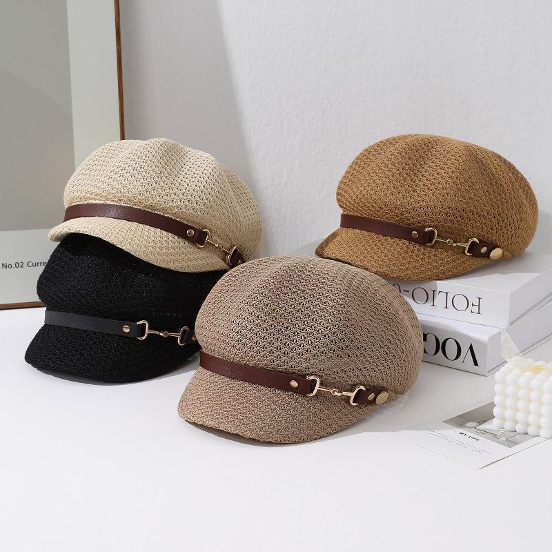Summer British Outing Hollow Retro Octagonal Hat Children's New Sunscreen Versatile Duck Tongue Newsboy Hat Painter Hat